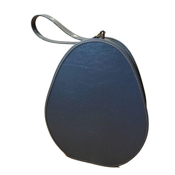 Vintage Suitcase Oval Train Case Carry On Bag Blue Mid-Century Egg Shape 1960's - Picture 8 of 14